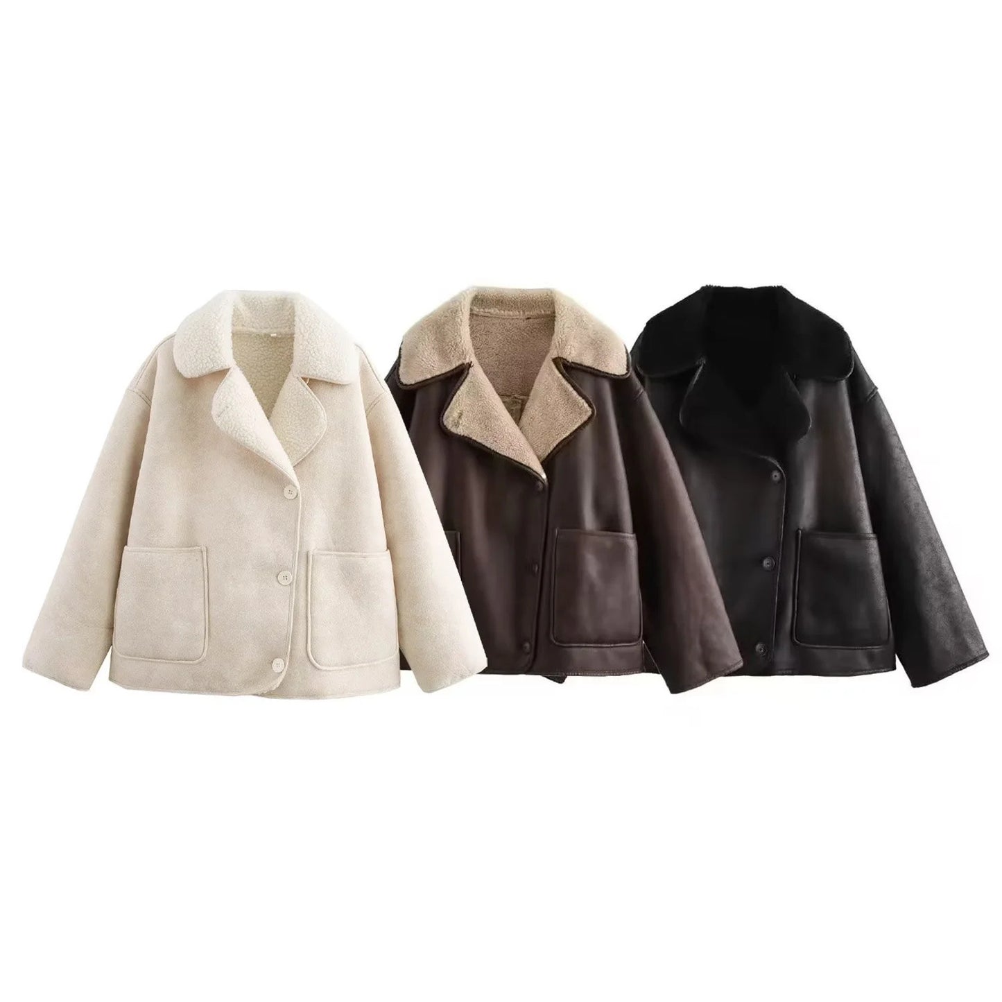 Women's Retro Fashion Button Double-sided Coat